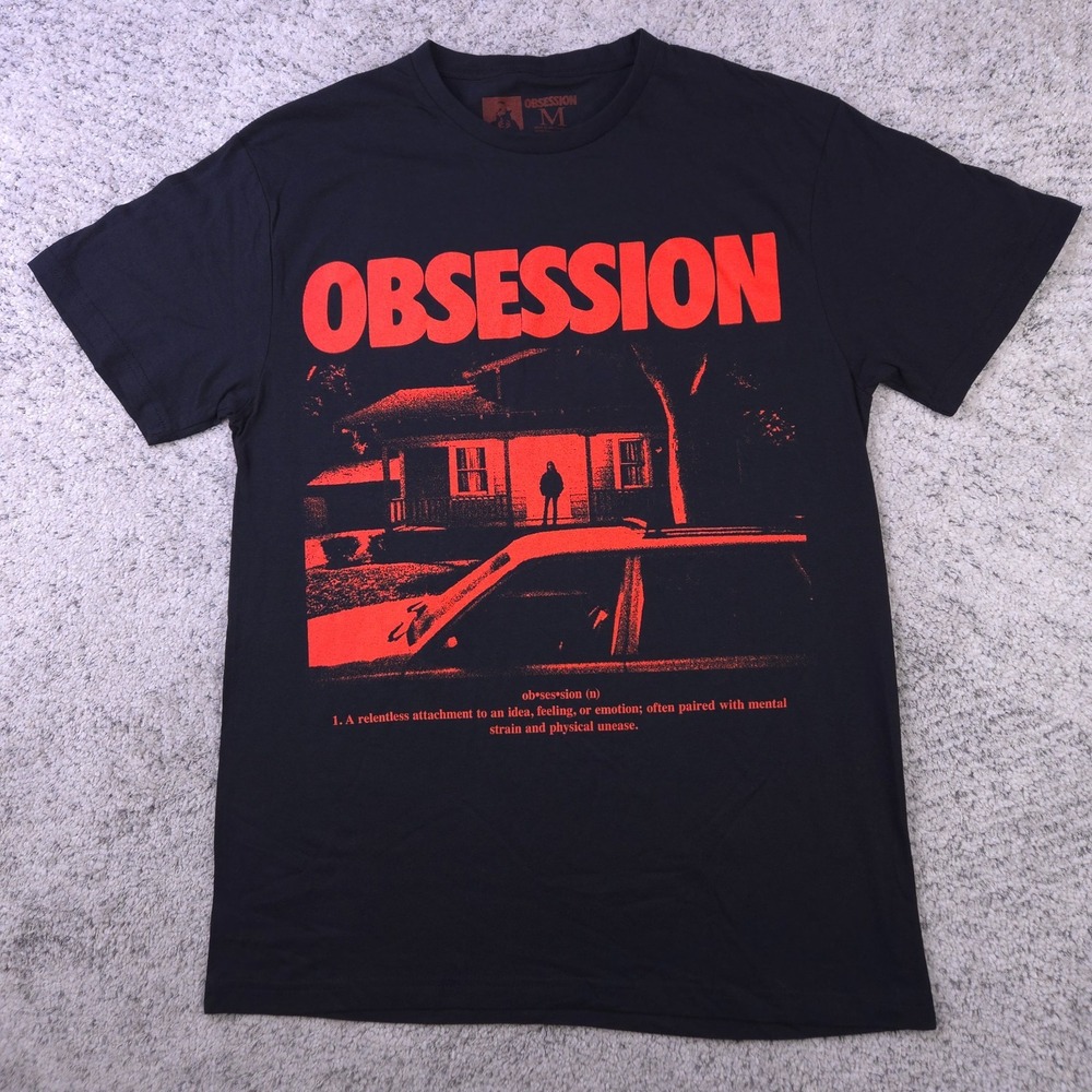 Obsession Movie Promo Shirt Mens Medium Black Red Graphic Horror T-Shirt Slim